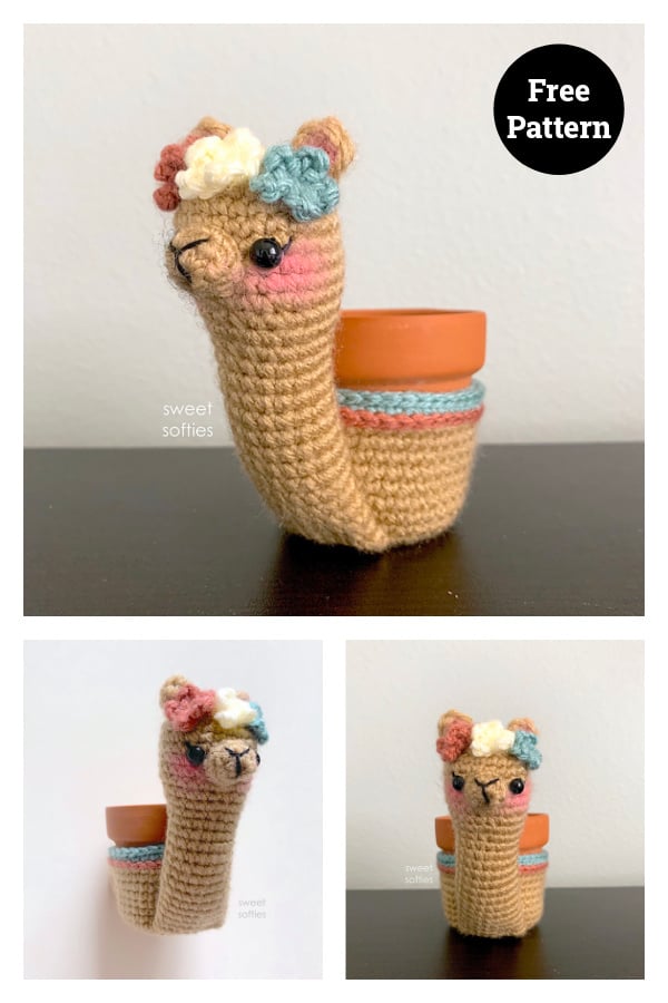 Alpaca Planter Free Crochet Pattern 