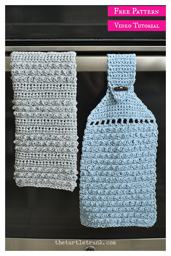 Dotty Dishtowel and Hanging Towel Free Crochet Pattern and Video Tutorial