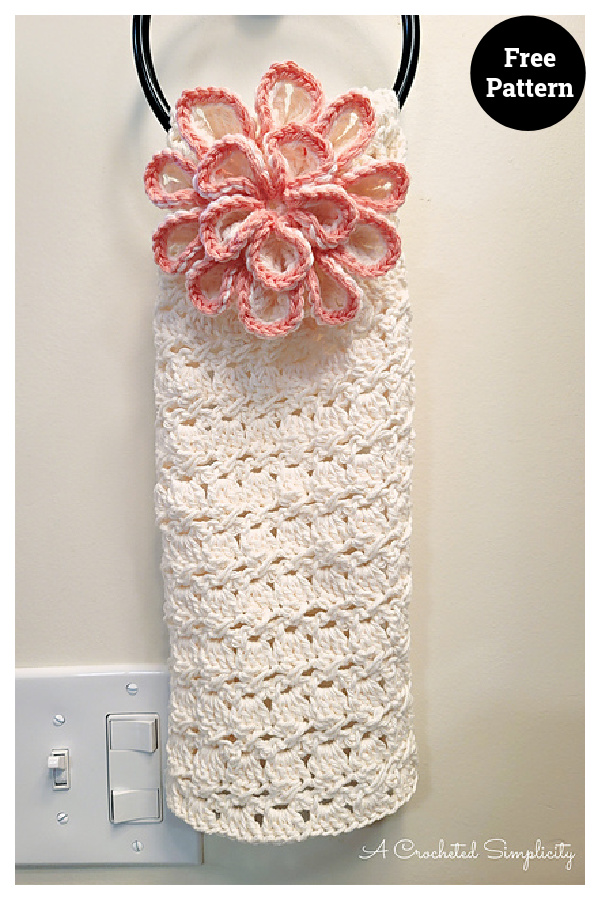 Floral Blooms Hand Towel Free Crochet Pattern