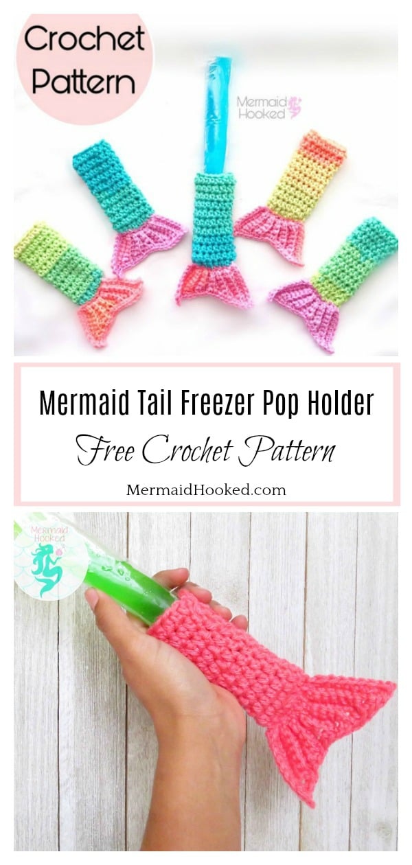 Mermaid Tail Freezer Pop Holder Free Crochet Pattern