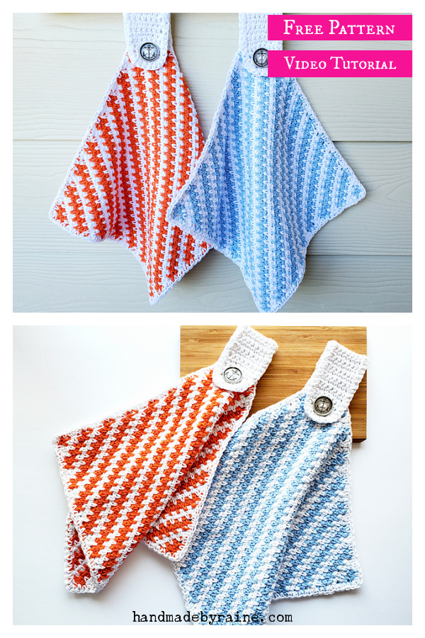 Nautical Towel Free Crochet Pattern and Video Tutorial