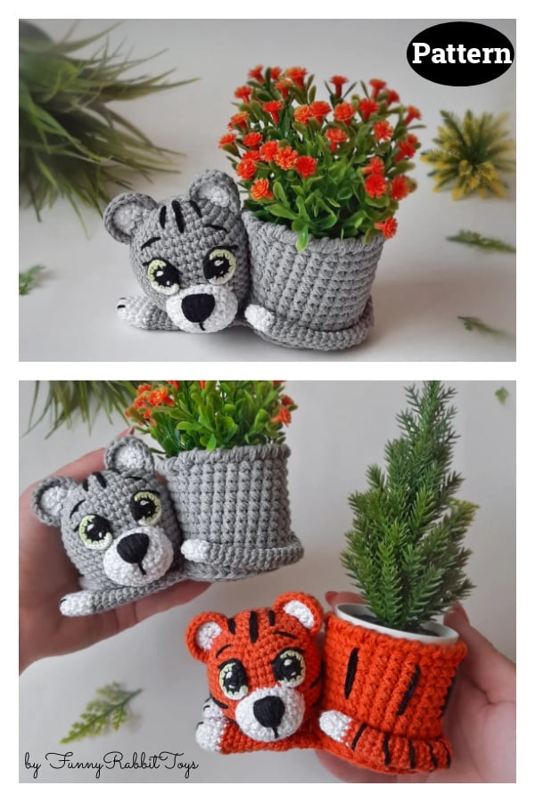 Tiger Kitty Planter Crochet Pattern