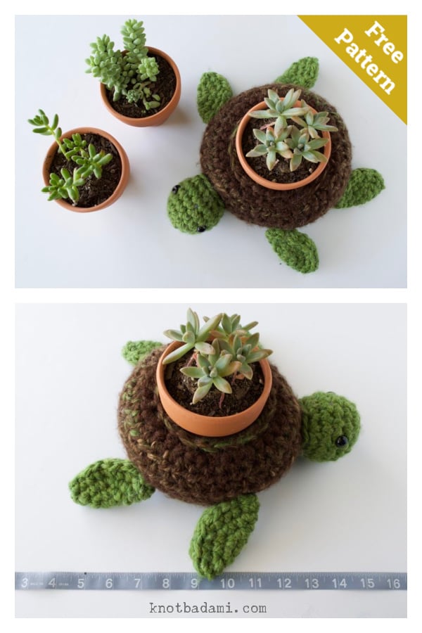 Turtle Planter Free Crochet Pattern 