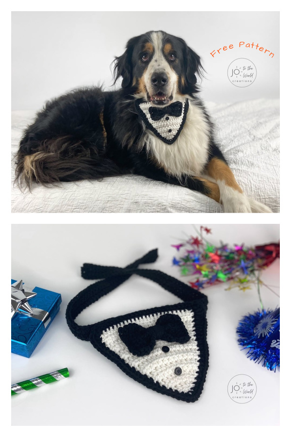 Tuxedo Dog Bandana Free Crochet Pattern