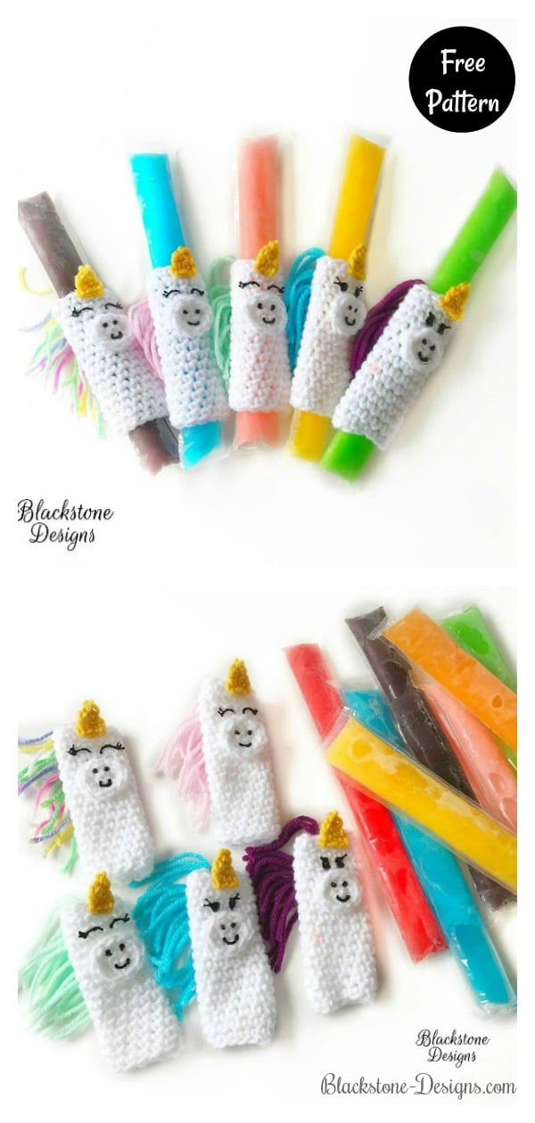 Unicorn Ice Pop Holders Free Crochet Pattern