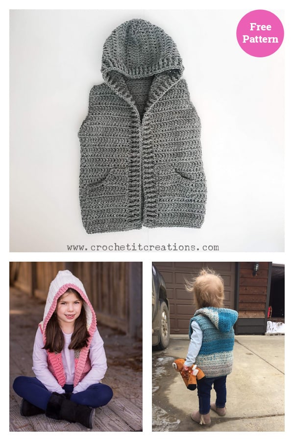 Child Hooded Vest Free Crochet Pattern
