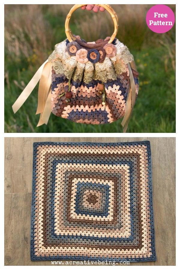 Granny Square Fat Bottom Bag Free Crochet Pattern