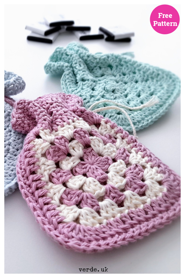 Granny Square Gift Bags Free Crochet Pattern