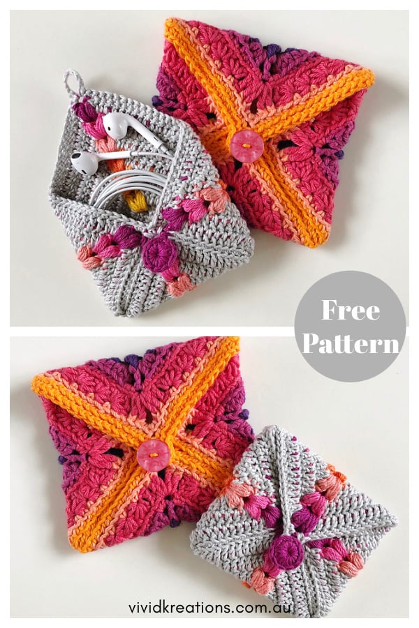 Granny Square Pouch Free Crochet Pattern