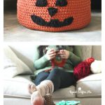 Jack-o-Lantern Pumpkin Floor Pouf Free Crochet Pattern