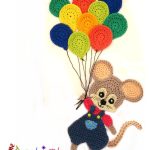 Mouse with Balloons Applique Crochet Pattern