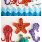 Ocean Starfish Jellyfish Turtle Seahorse Applique Free Crochet Pattern and Video Tutorial
