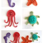 Ocean Starfish Jellyfish Turtle Seahorse Applique Free Crochet Pattern and Video Tutorial