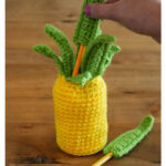 Pineapple Pen Holder Free Crochet Pattern and Video Tutorial