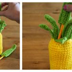 Pineapple Pen Holder Free Crochet Pattern and Video Tutorial