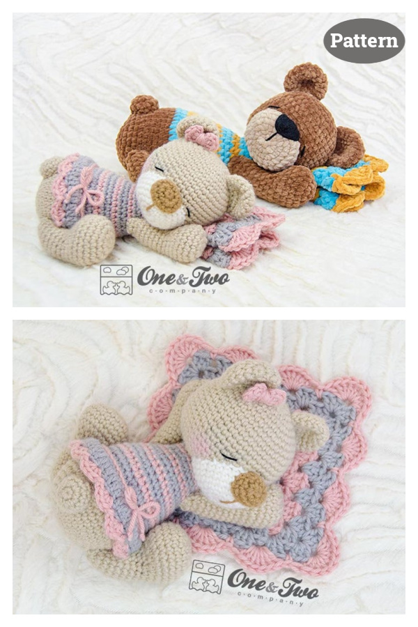 Sleeping Bear Amigurumi Crochet Pattern 