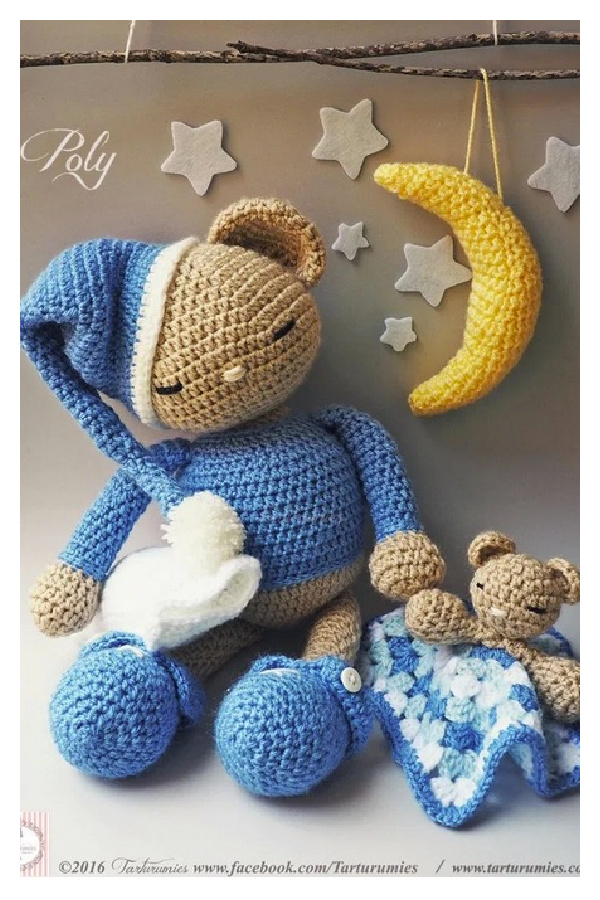 Sleeping Teddy Bear and Lovely Blanket Free Crochet Pattern 