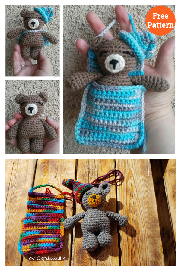 Sleepy Bear With a Sleeping Bag Free Crochet Pattern 