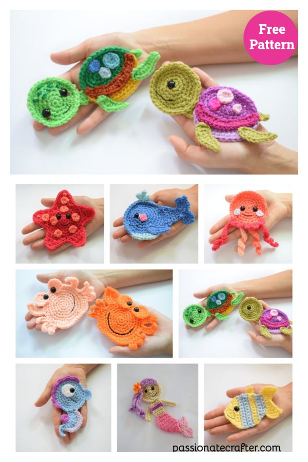 Undersea Animal Applique Free Crochet Pattern