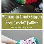 Watermelon Chunky Slippers  Free Crochet Pattern