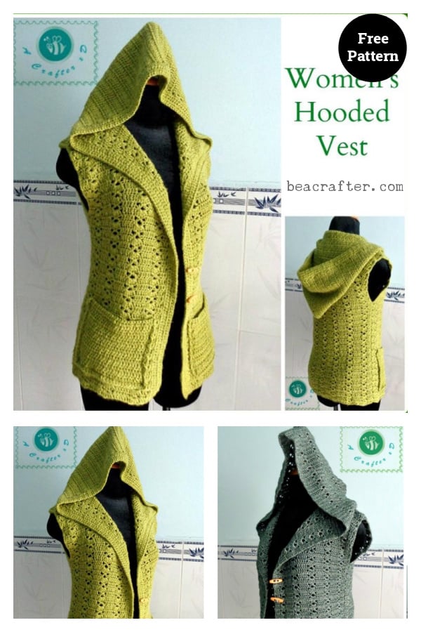 Women's Hooded Vest Free Crochet Pattern