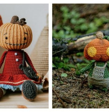 Amigurumi Pumpkin Head Doll Crochet Patterns
