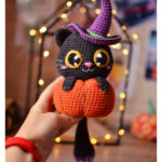 Black Cat in Pumpkin Amigurumi Crochet Pattern