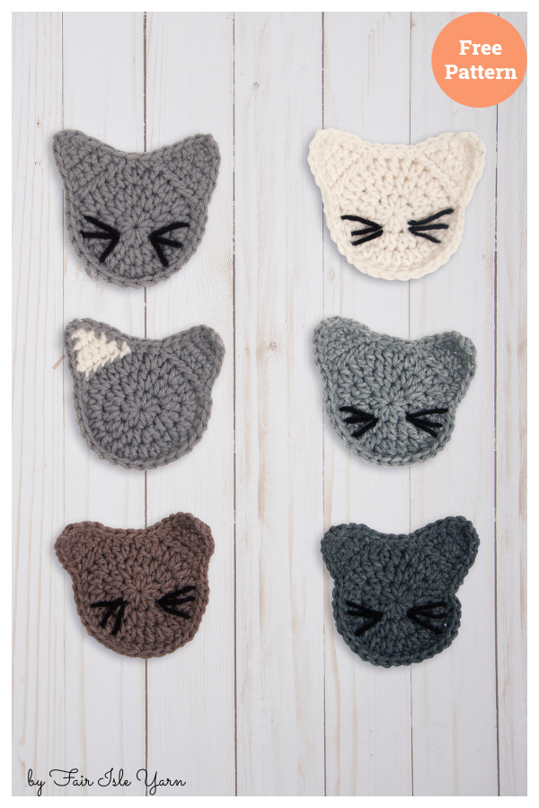 Cat Face Coaster Free Crochet Pattern