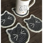 Cat Face Drink Coasters Crochet Pattern