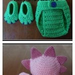 Dinosaur Baby Hat and Diaper Cover Set Free Crochet Pattern