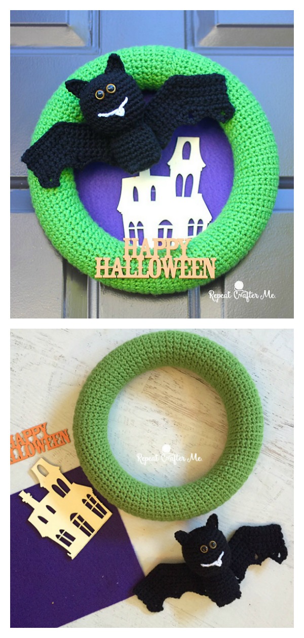 Halloween Bat Wreath Free Crochet Pattern