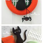 Halloween Black Cat Wreath Free Crochet Pattern