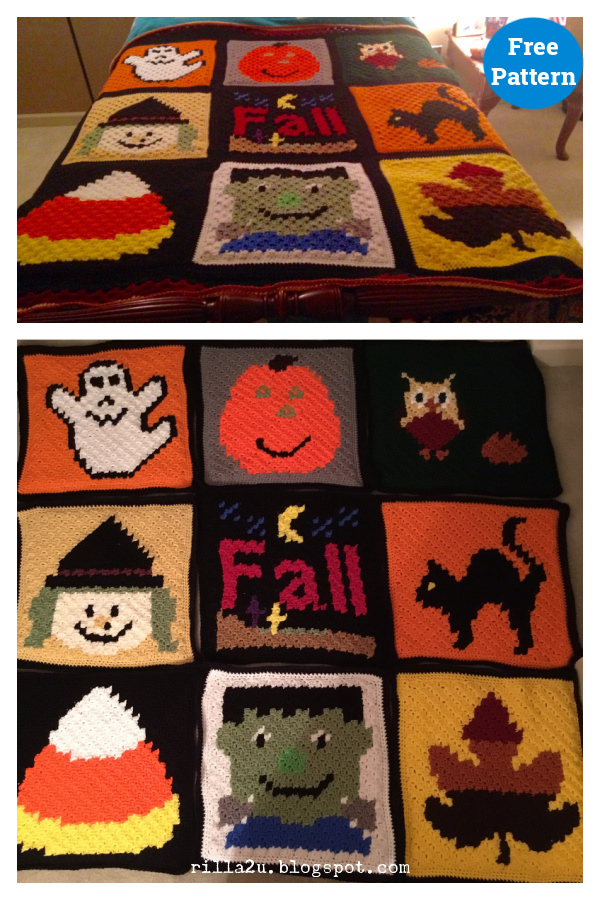 Halloween C2C Blanket Free Crochet Pattern