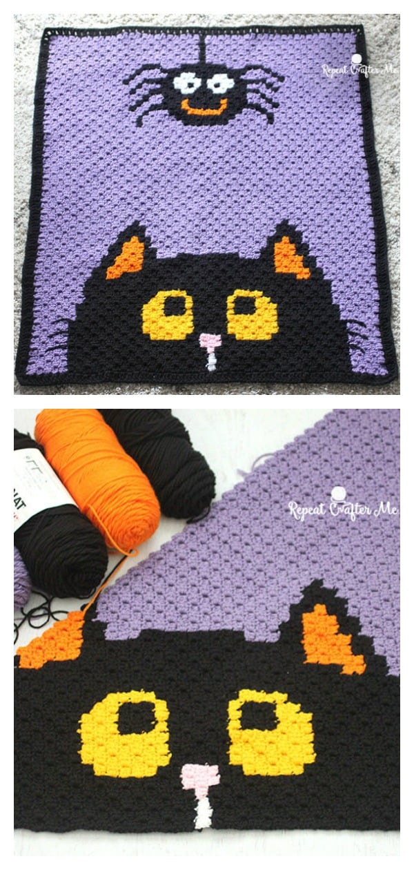 Halloween C2C Blanket Free Crochet Pattern
