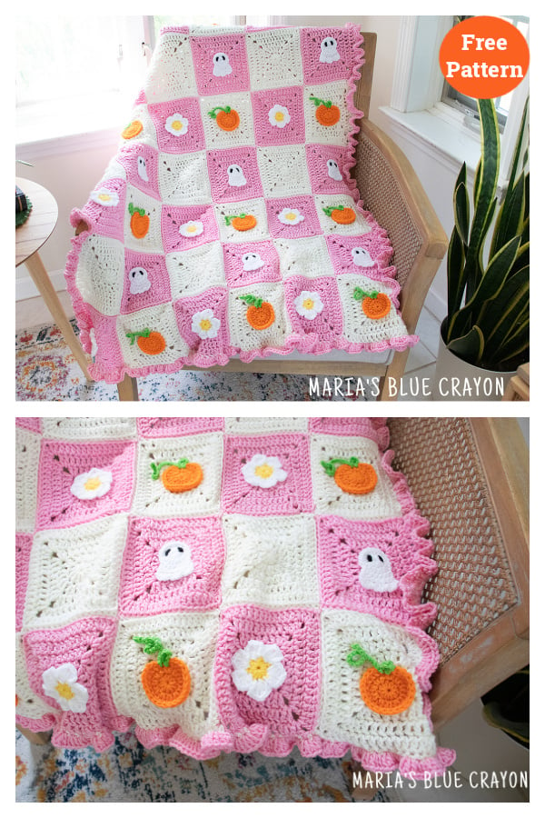 Halloween Granny Square Blanket Free Crochet Pattern