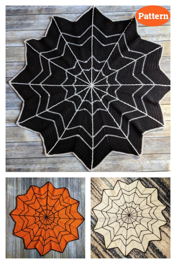 Halloween Spider Web Blanket Crochet Pattern 