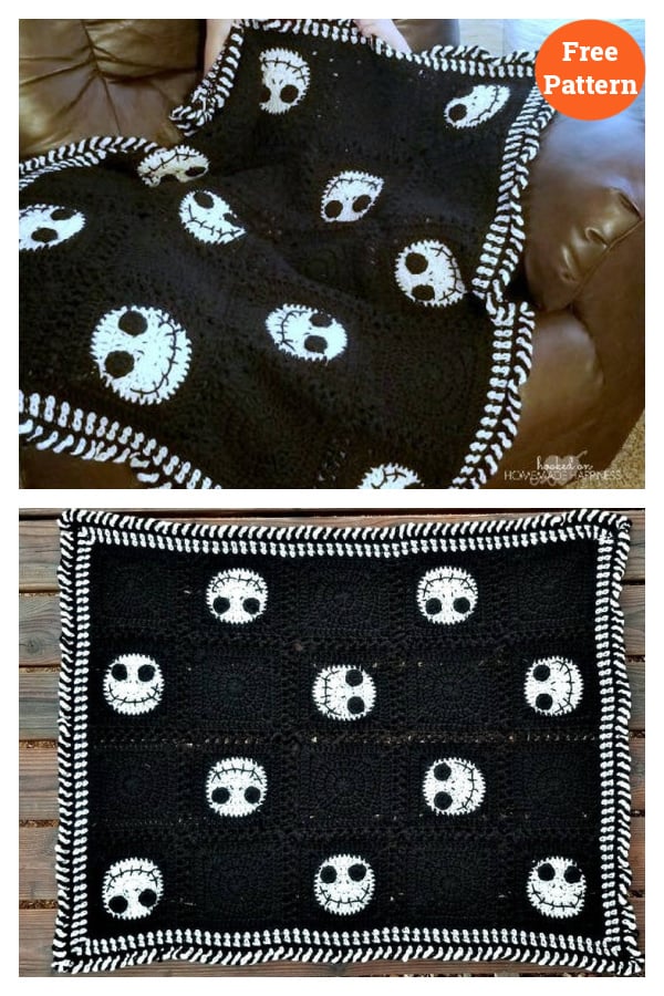 Jack Skellington Halloween Blanket Free Crochet Pattern