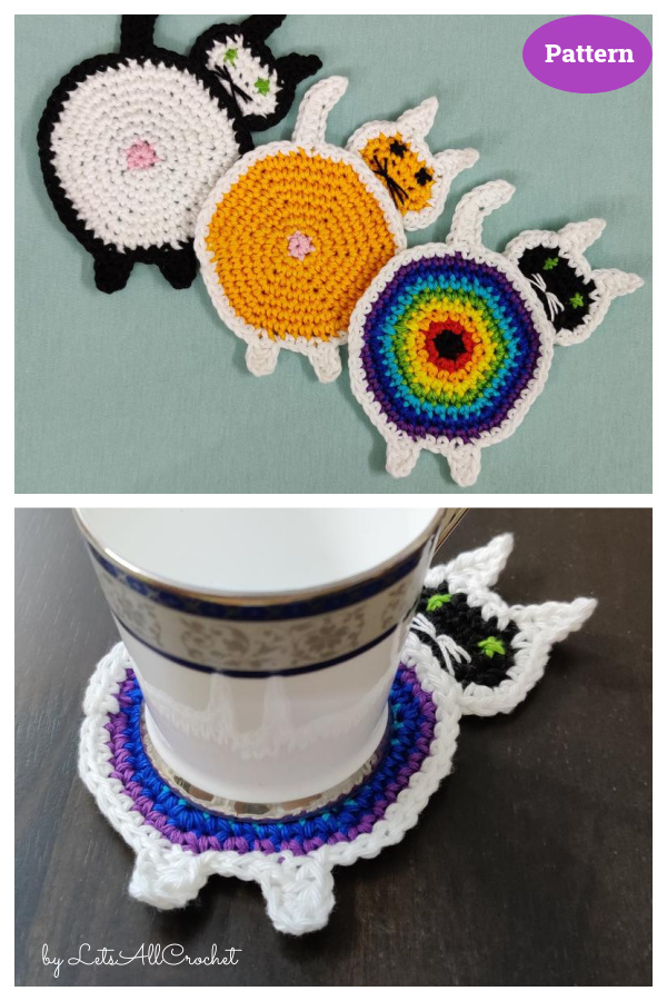 Peeking Cat Butt Coaster Crochet Pattern