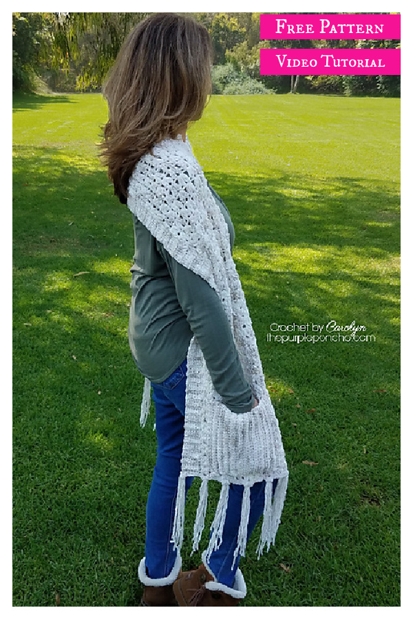 Simple Pocket Scarf Free Crochet Pattern and Video Tutorial