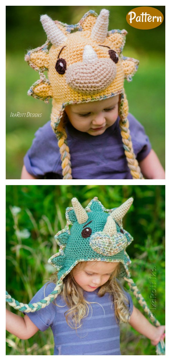 The Triceratops Dinosaur Hat Crochet Pattern