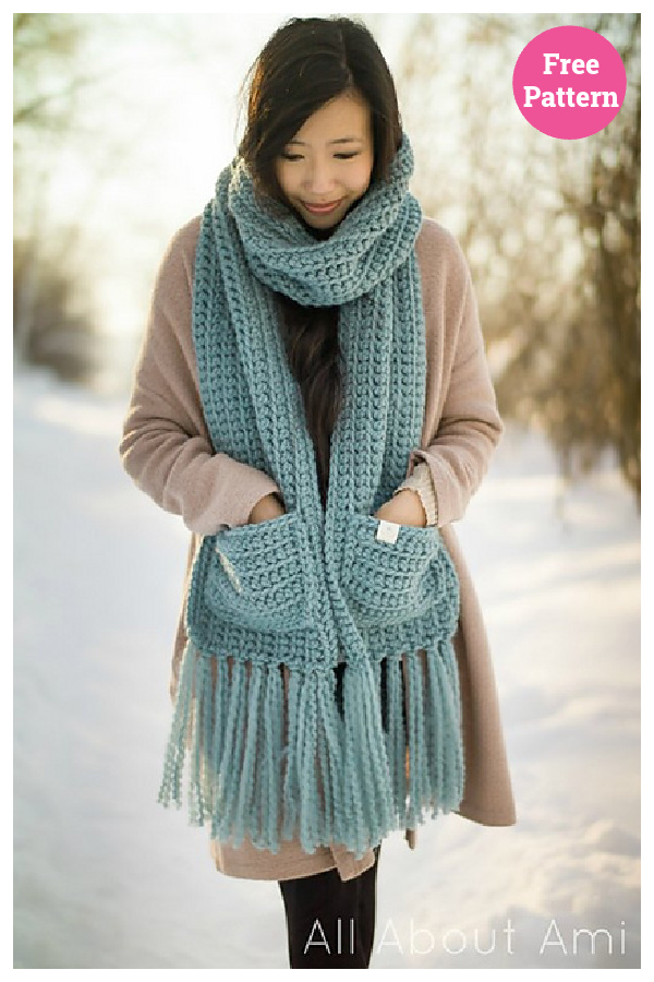 The Willow Pocket Scarf Free Crochet Pattern 