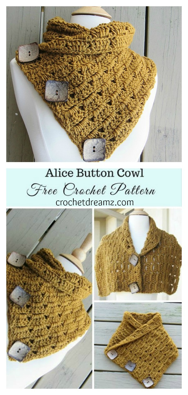 Versatile Alice Button Cowl Free Crochet Pattern