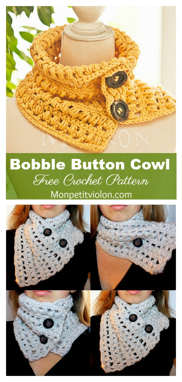 Versatile Bobble Button up Scarf Free Crochet Pattern