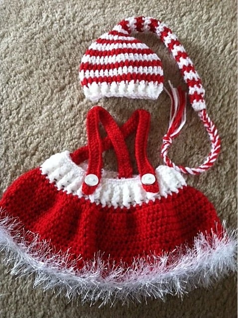 Baby Santa Hat and Skirt Crochet Pattern