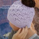 Basketweave Messy Bun Hat Free Crochet Pattern