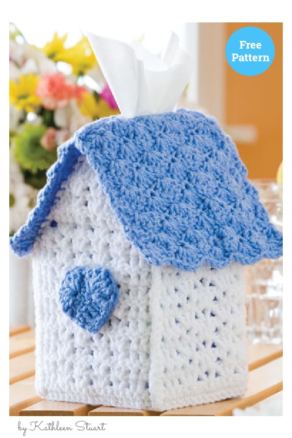 Birdhouse Tissue Box Free Crochet Pattern