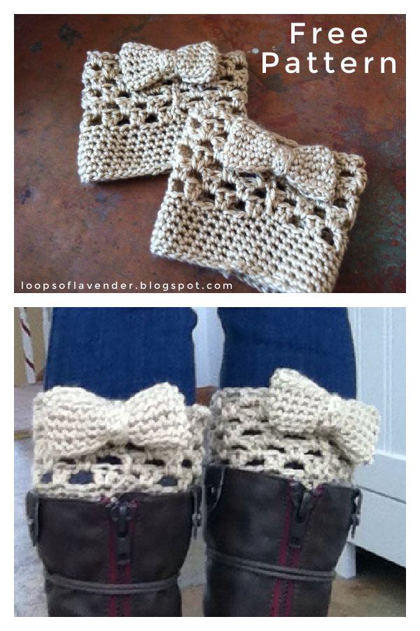 Bow Boot Cuffs Free Crochet Pattern