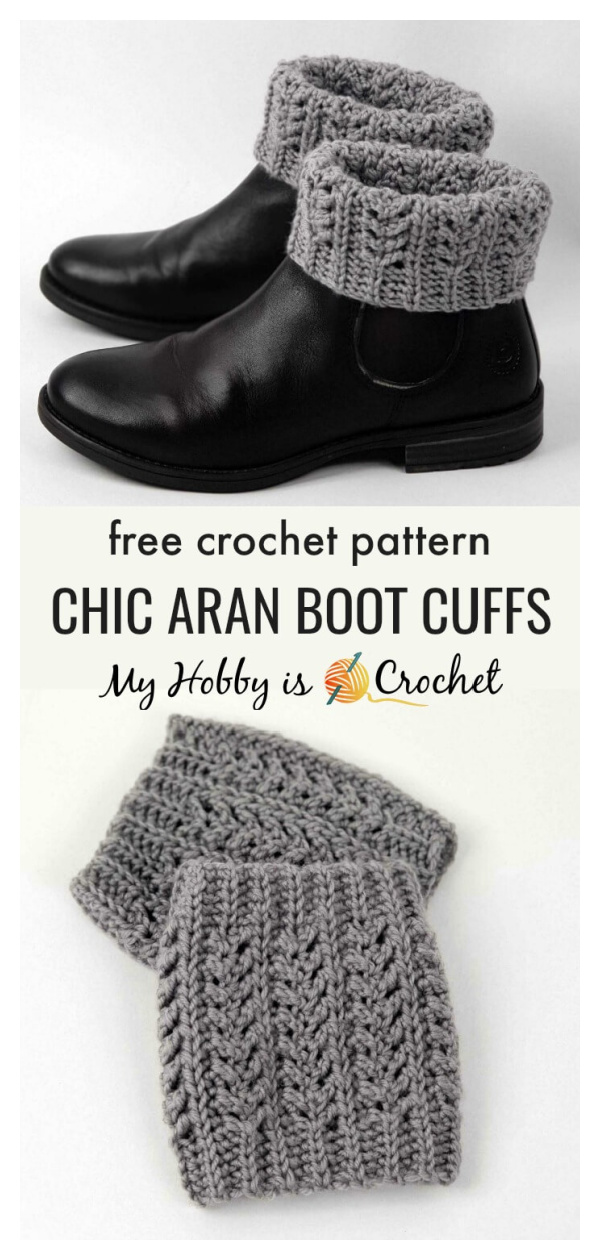 Chic Aran Boot Cuffs Free Crochet Pattern