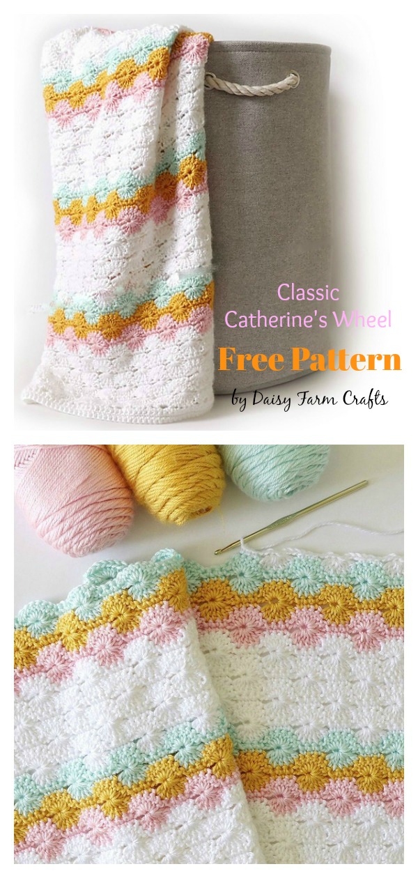 Classic Catherine's Wheel Blanket Free Crochet Pattern