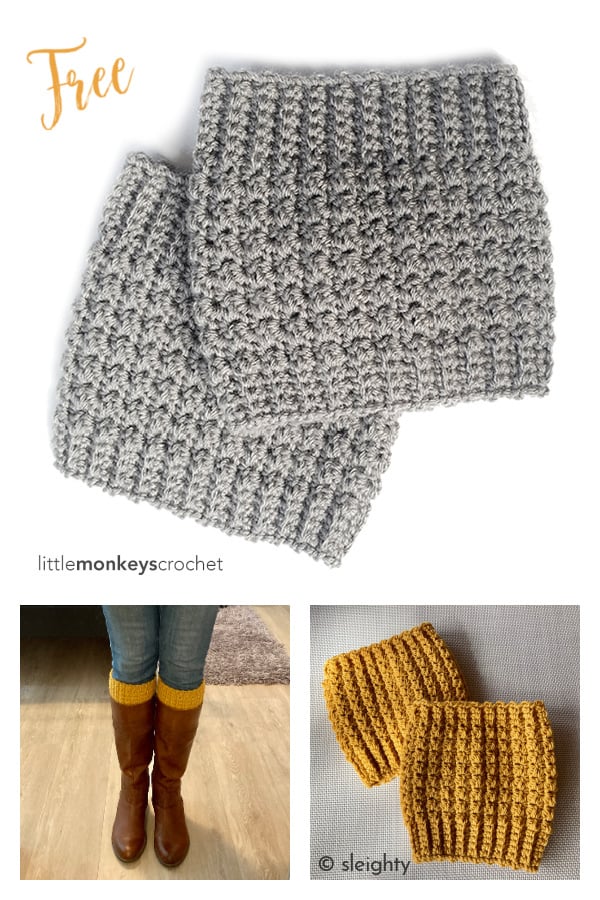 Comfy Squares Boot Cuffs Free Crochet Pattern